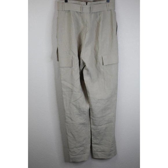 Lafayette 148 Pants Women 8 Paper Bag High Waist Belted Cargo Khaki‎ Boho Preppy - Picture 7 of 14